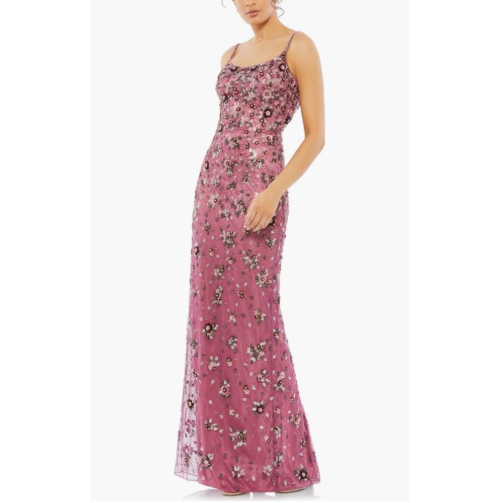 Mac Duggal Floral Beaded Column Gown in Raspberry, NWT, Size 2 - Picture 2 of 15